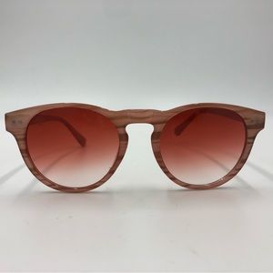 Round Pink Bamboo Look Sunglasses